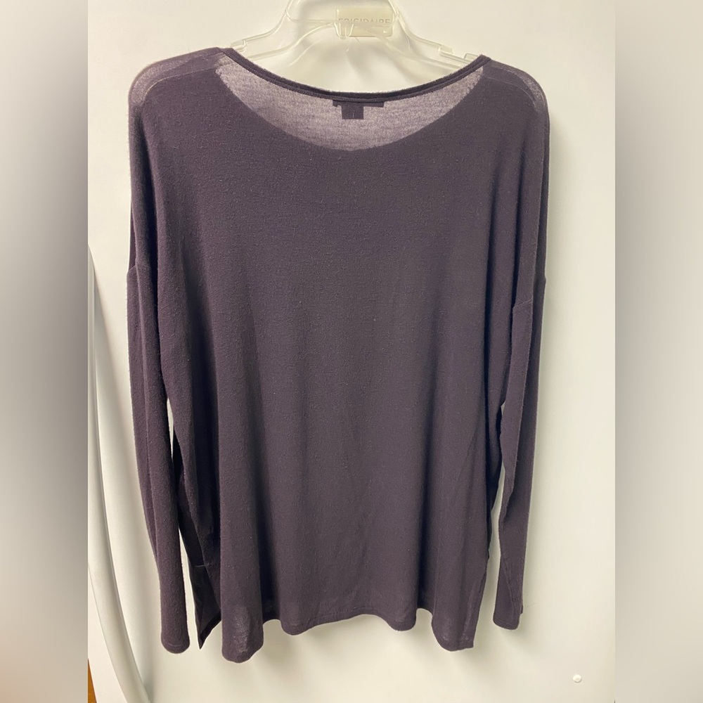 Vince Long-Sleeve Crewneck Top in Plum - Picture 3 of 5